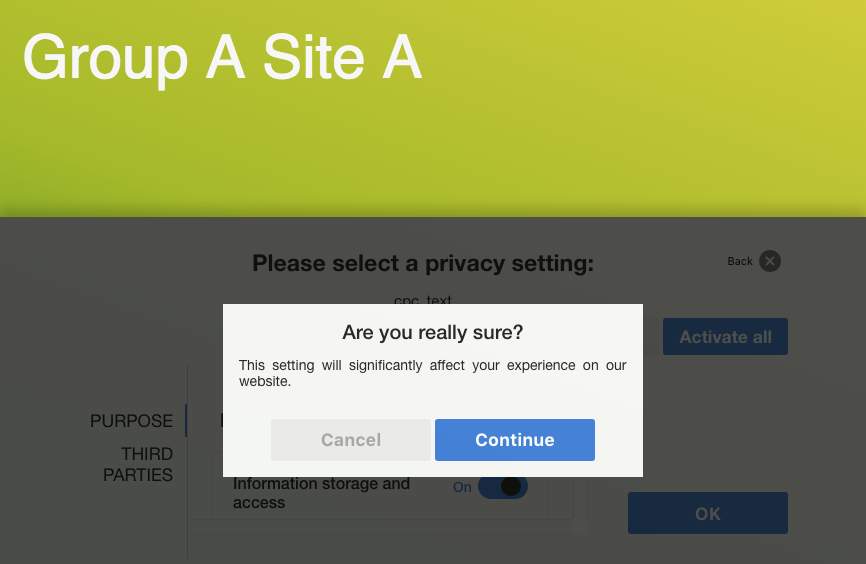 CPC Opt-out confirmation dialog
